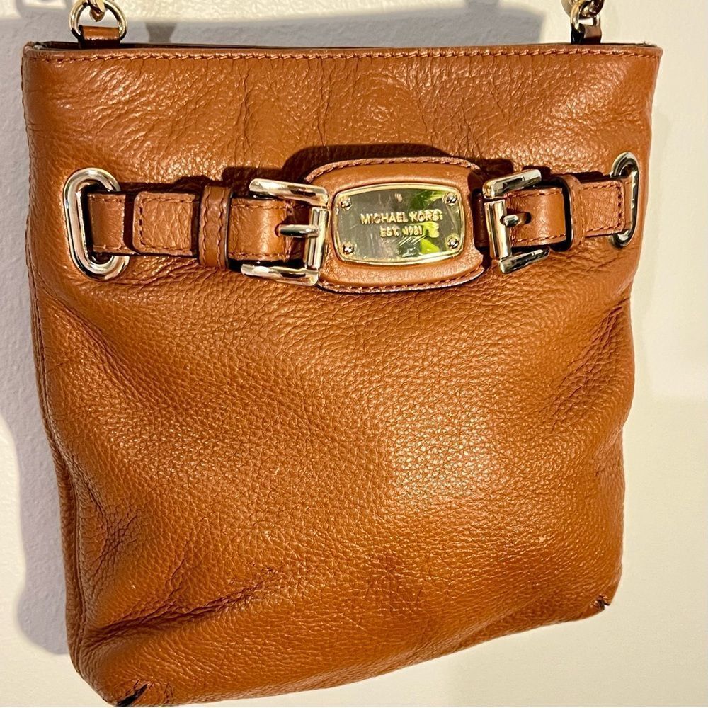 Michael Kors Hamilton Crossbody Bag Pebbled Butterscotch Leather Gold hardware - Picture 2 of 8